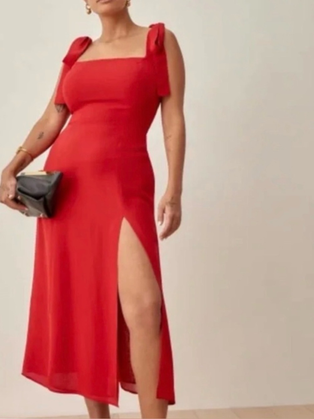 Reformation Twilight Midi Dress in Cherry Red